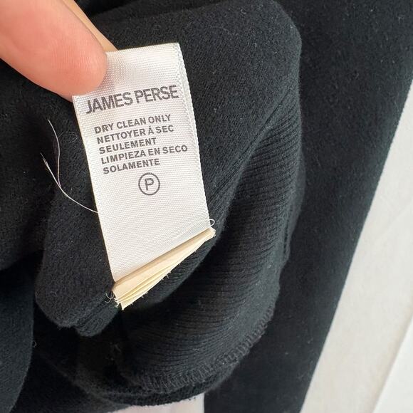 JAMES PERSE 2 MS tandard Double Breasted Knit Peacoat Jacket Ribbed Sleeve Black - Picture 7 of 8